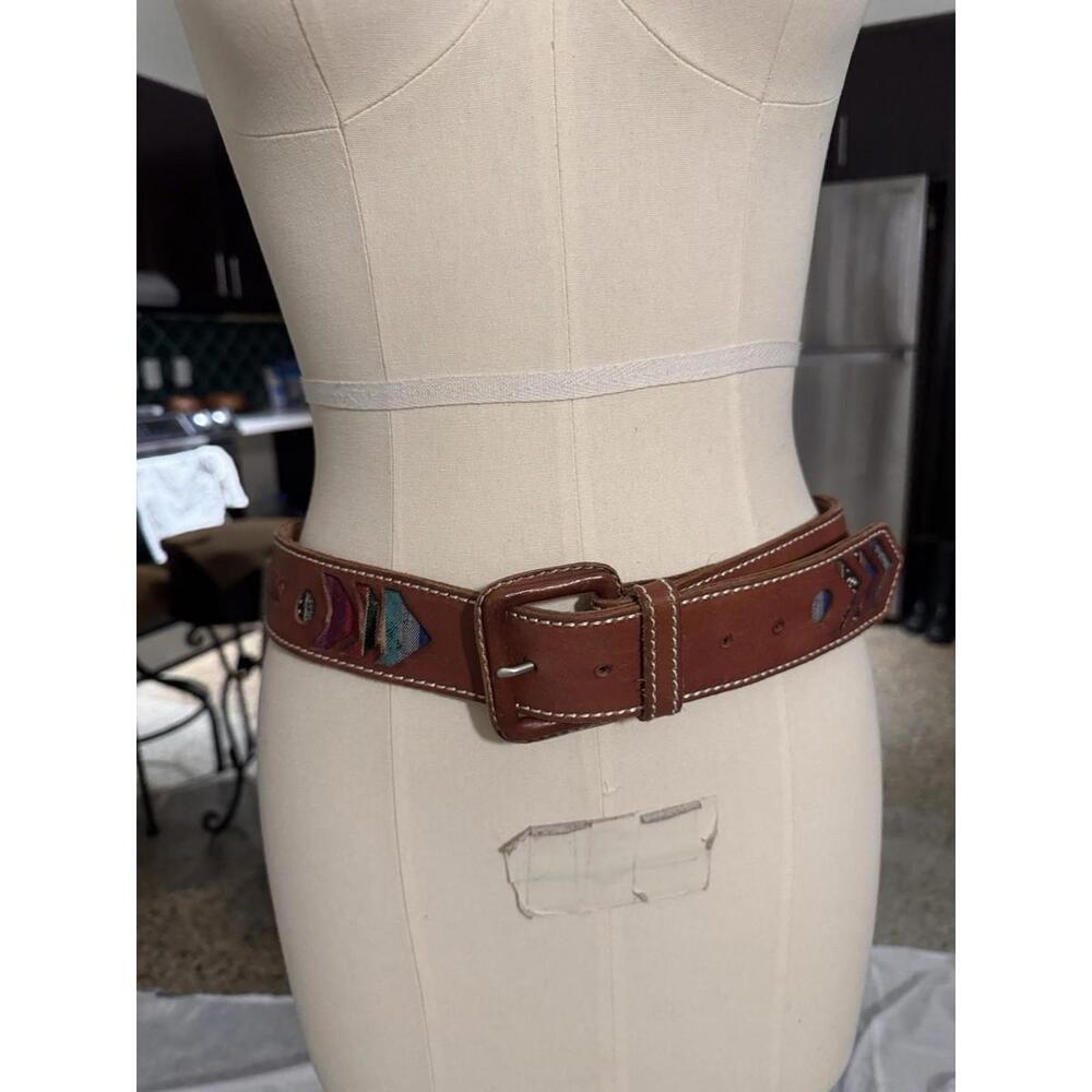 Genuine Leather Belt Womens Aztec Western S M
